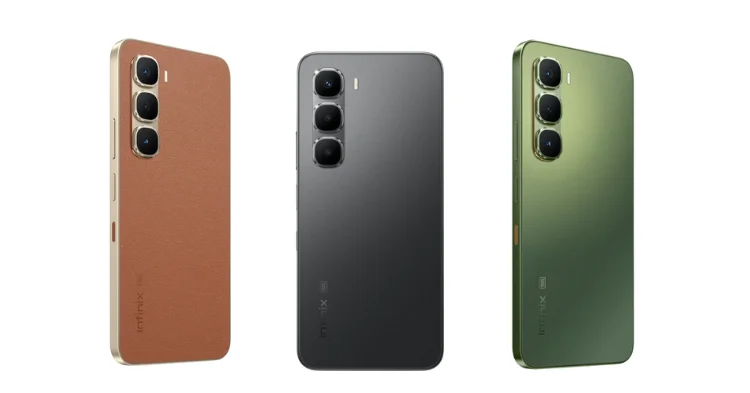 infinix hot 60 5g+ is available in Shadow Blue, Sleek Black, and Tundra Green colors